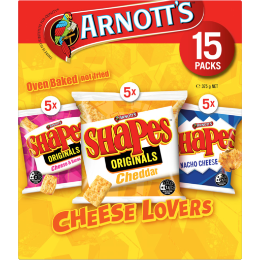 Drakes Online Findon - Arnotts Shapes Cheese Lovers Multipack 15 Pack 375g