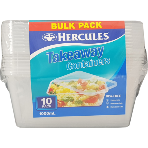 Hercules Takeaway Containers 1000ml 10 Pack - Drakes Online Shopping ...