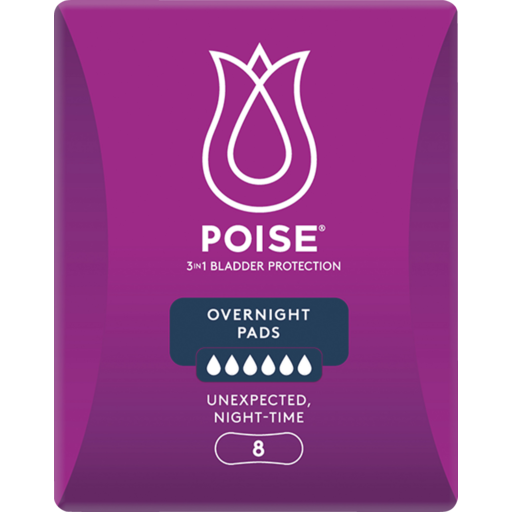 Drakes Online McDowall - Poise Overnight Absorbency Pads 8 Pack