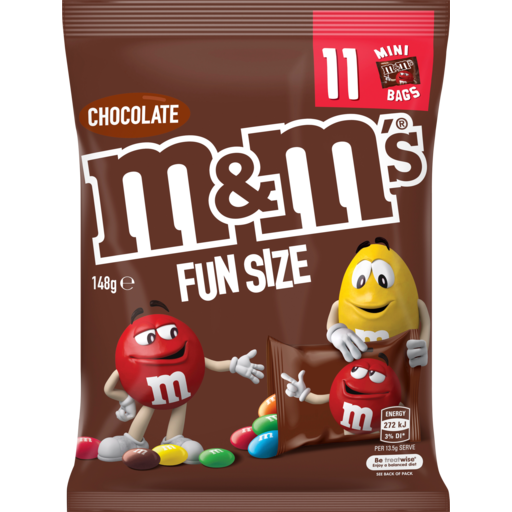 IGA Nathalia - M&M'S FUN SIZE Milk Chocolate Snacks 11 Mini Bags 148g 148g
