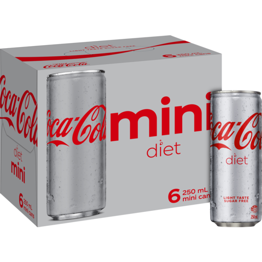 Chris' IGA Coca-Cola Light/Diet Coke Diet Coca-Cola Soft Drink Multipack Mini Cans 6 x 250mL
