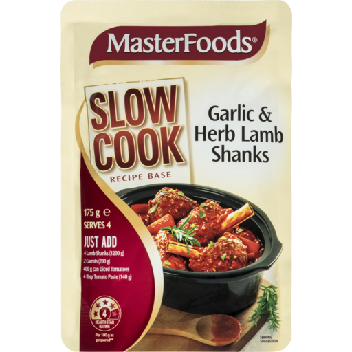 Masterfoods Slow Cooker Garlic & Herb Lamb Shanks Recipe Base 175g ...