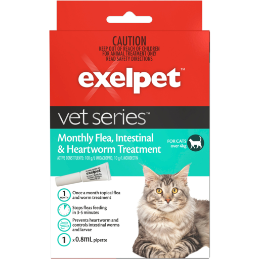 Exelpet Vet Series Monthly Flea Intestinal & Heartworm Treatment For