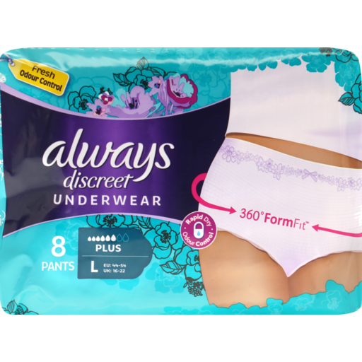 Tucker Fresh IGA Kinross - Always Discreet Plus Underwear 8 Large Pants For  Bladder Leaks and Adult Incontinence 7 drops