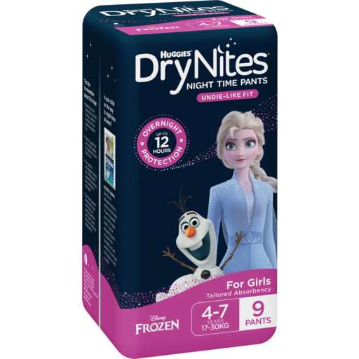 FreshChoice Barrington - Huggies DryNites Night Time Pants for Girls 4-7  Years (17-30kg) 9 Pack