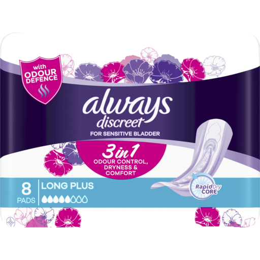 Drakes Online Findon - Always Discreet For Sensitive Bladder Long Plus  Incontinence Pads 8 Pack