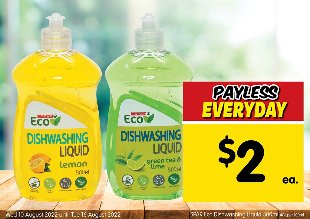 Image of SPAR Eco Dishwashing Liquid 500ml at $2.00 each
