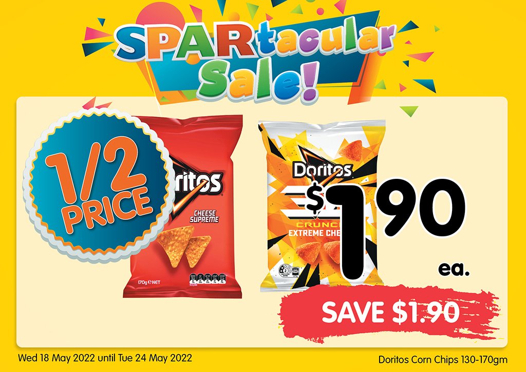 Image of Doritos Corn Chips 130-170gm at $1.90 each