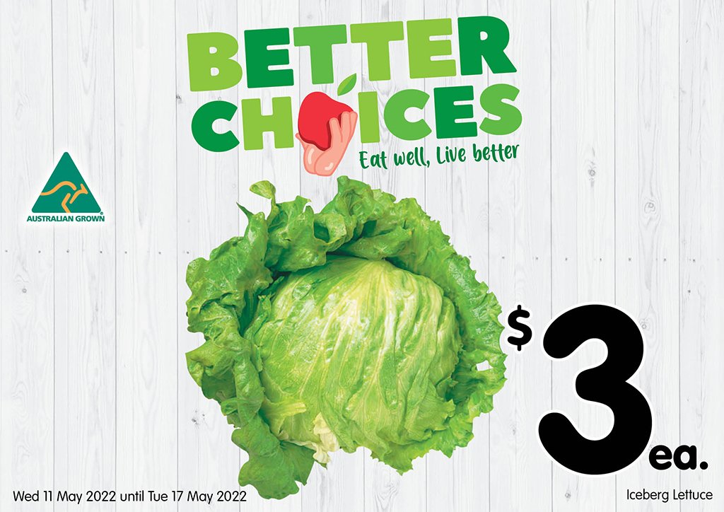 Image of Iceberg Lettuce at $3.00 each