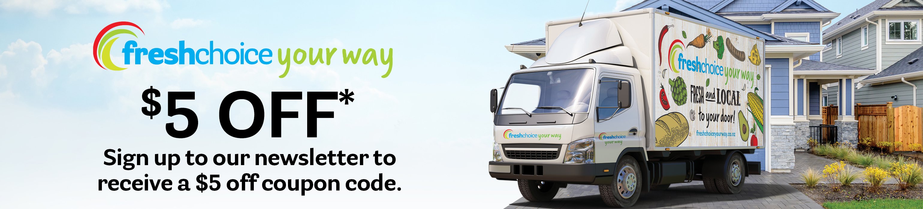 Email Sign Up promo image with delivery truck