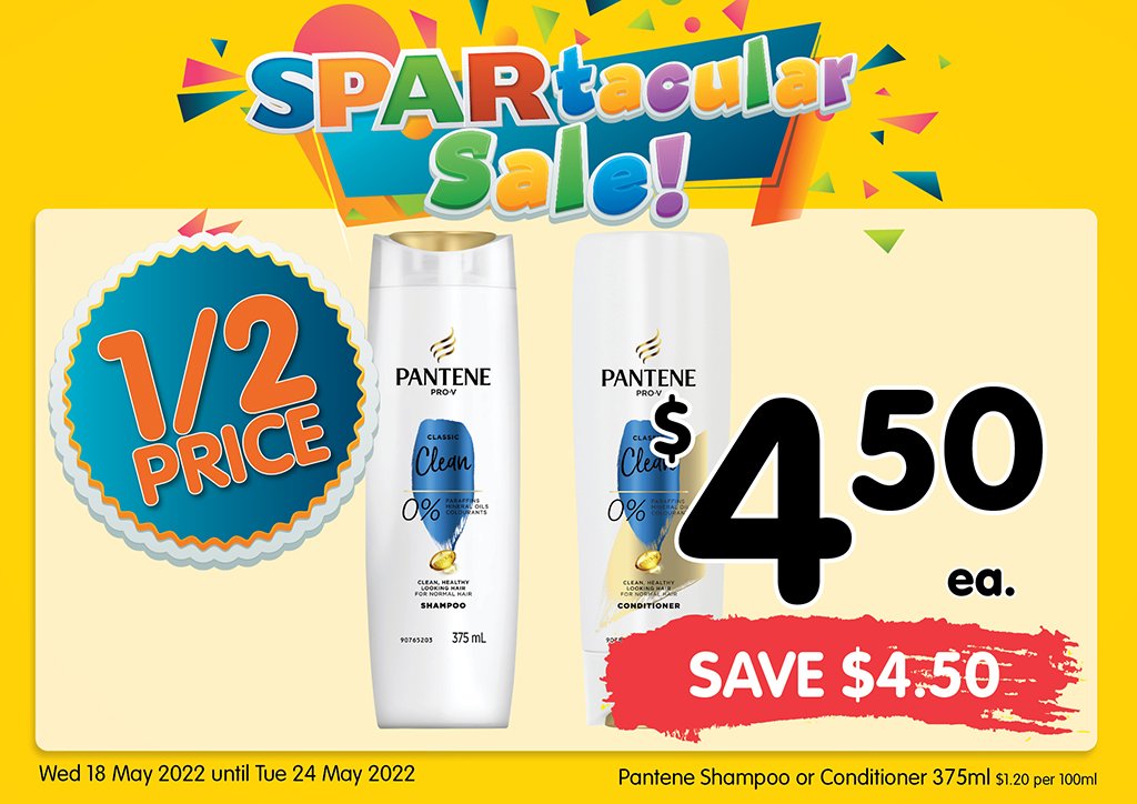 Image of Pantene Shampoo and Conditioner 375ml at $4.50 each