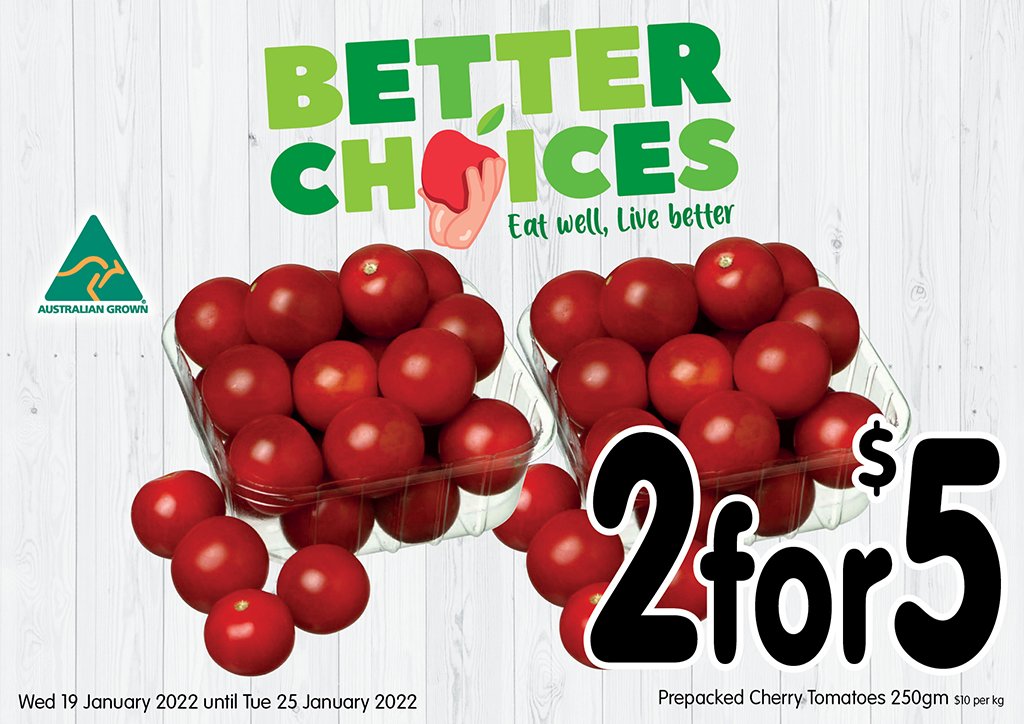 Image of Prepacked Cherry Tomatoes 250gm at 2 for $5.00 each