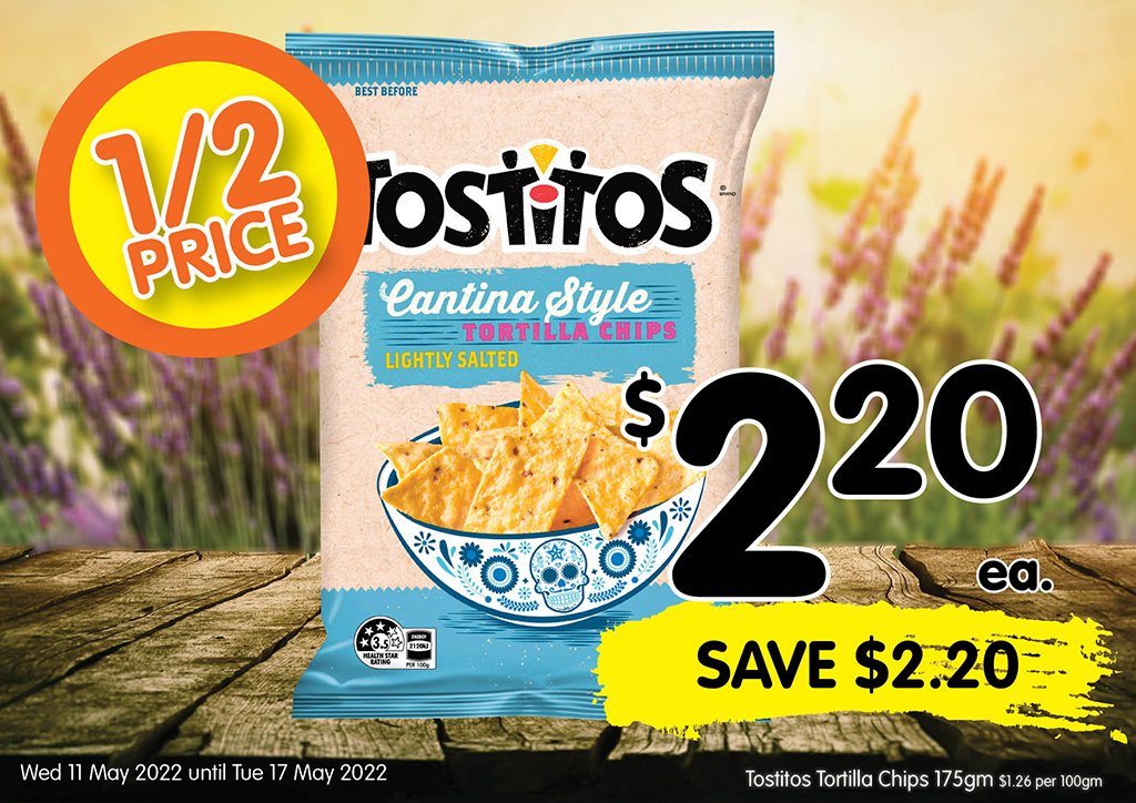 Image of Tostitos Tortilla Chips 175gm at $2.20 each