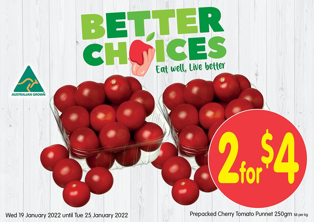 Image of Prepacked Cherry Tomatoes 250gm at 2 for $4.00 each