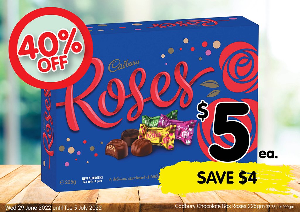 Image of Cadbury Chocolate Box Roses 225gm at $5.00 each
