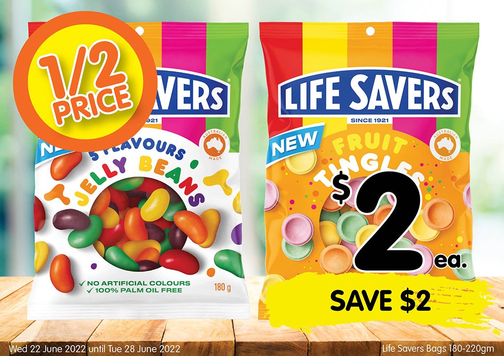 Image of Life Savers Bags 180-220gm at $2.00 each