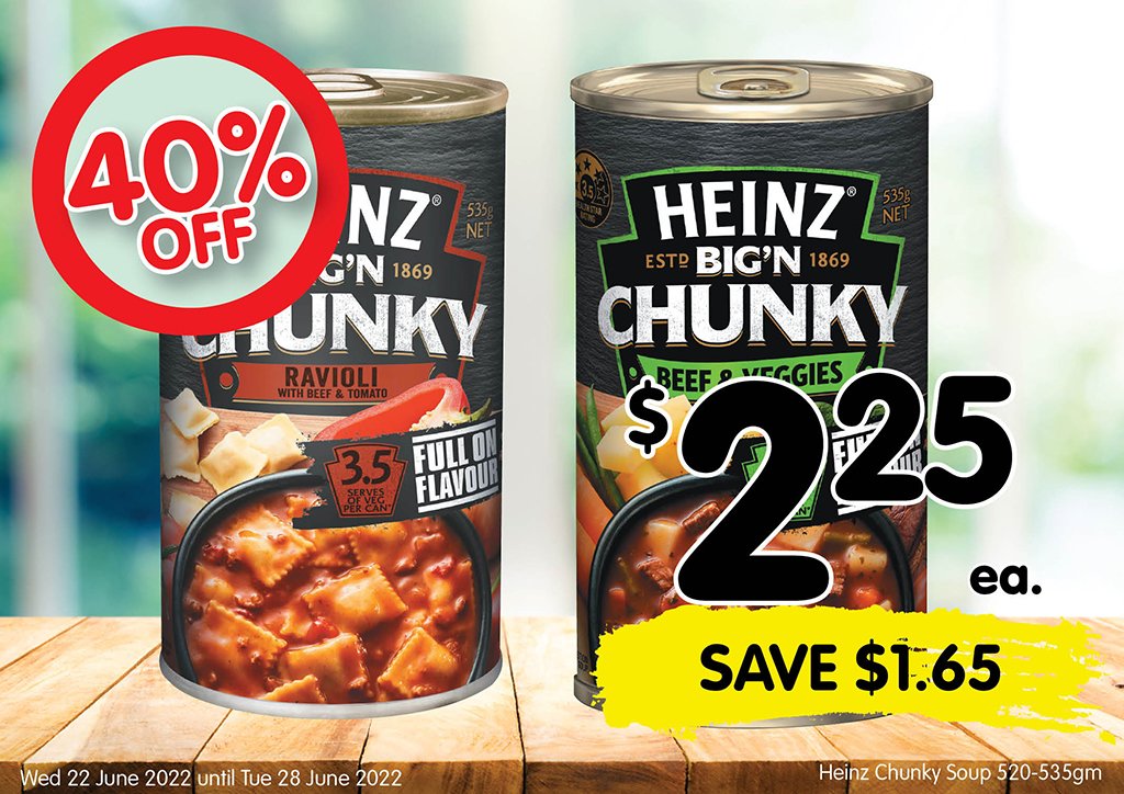 Image of Heinz Chunky Soup 520-535gm at $2.25 each