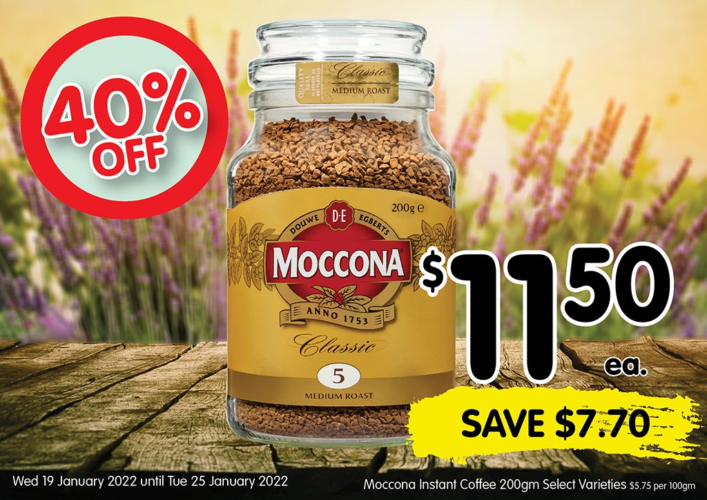 Image of Moccona Instant Coffee 200gm select varieties at $11.50 each 