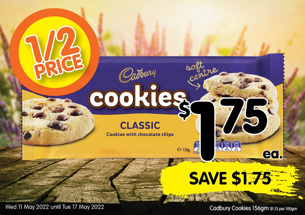 Image of Cadbury Cookies 156gm at $1.75 each