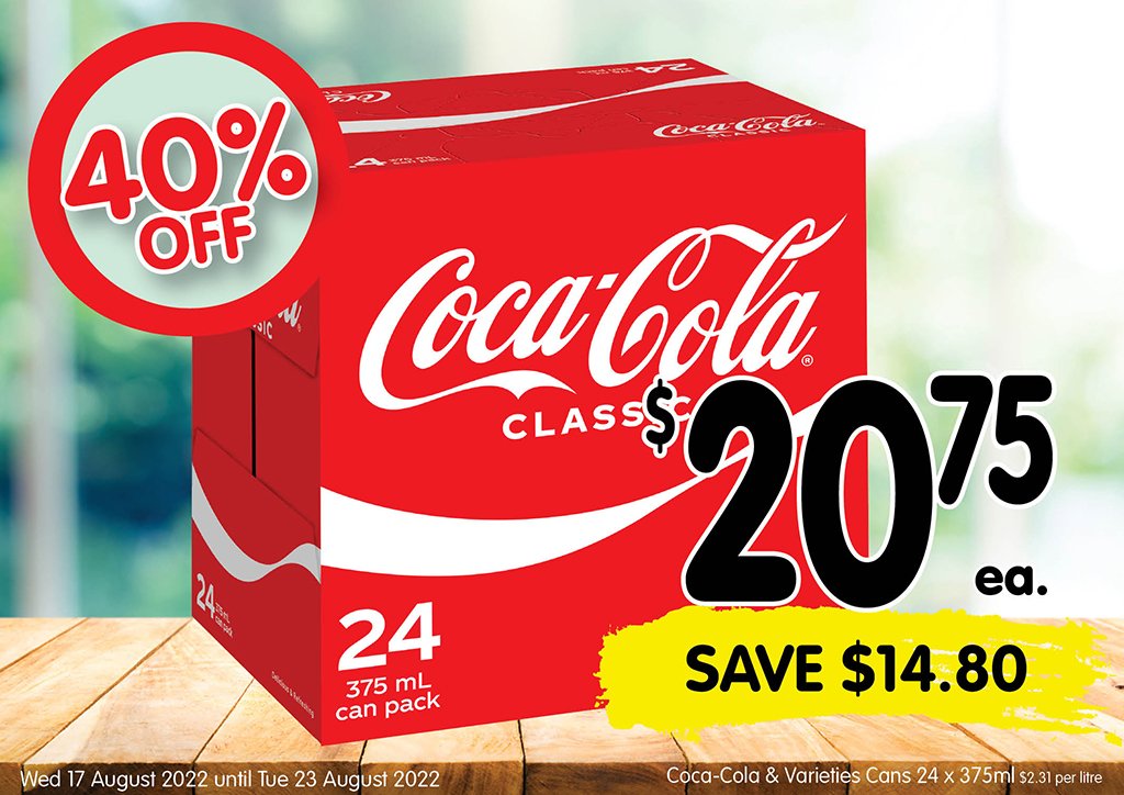 Image of Coca-Cola Varieties Cans 24 x 357ml at $20.75 each