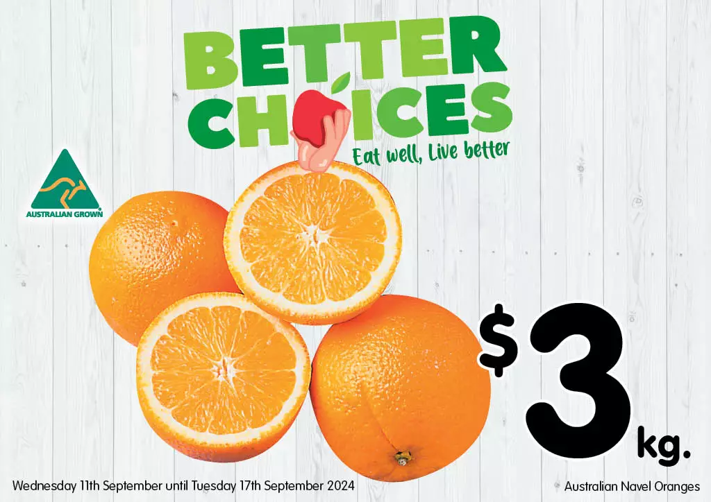 Australian Navel Oranges at $3 per kg