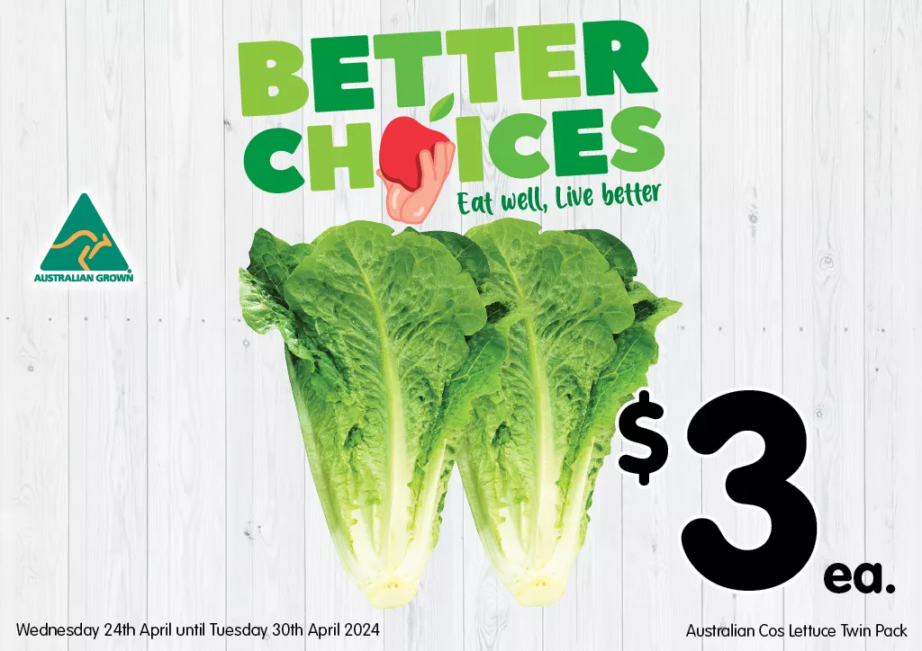 Australian Cos Lettuce Twin Pack at $3 each