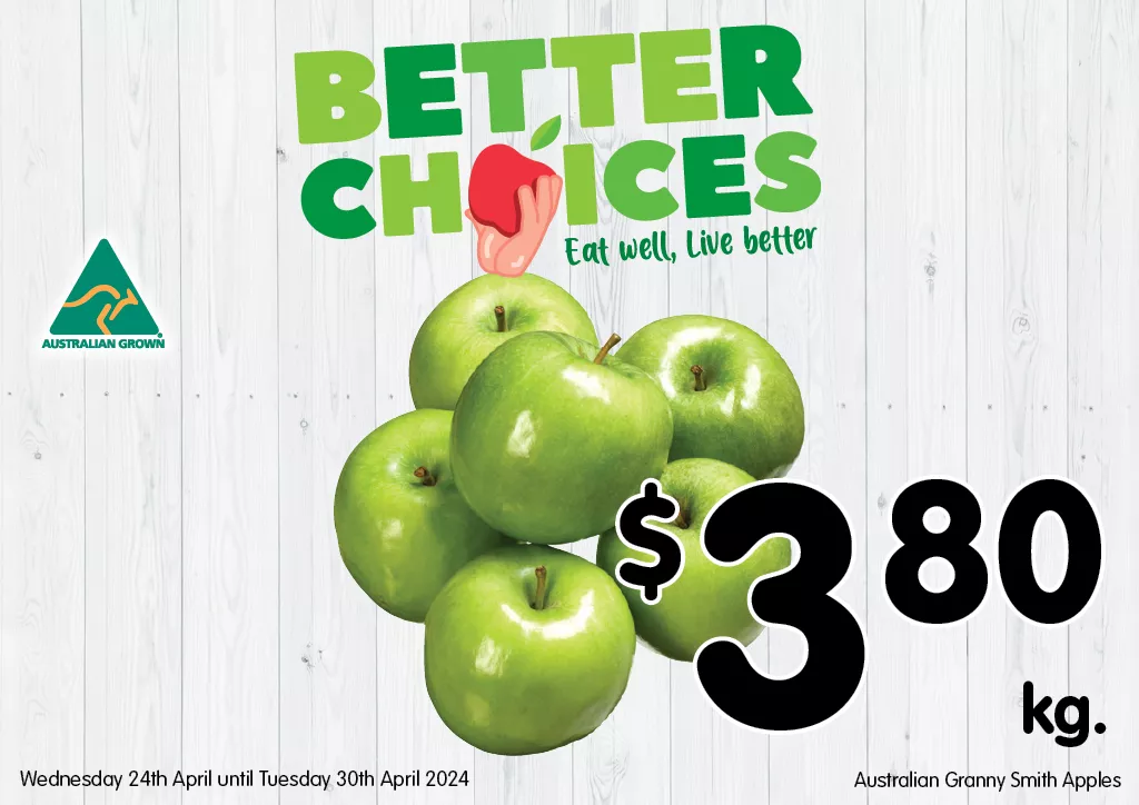 Australian Granny Smith Apples at $3.80 per kg