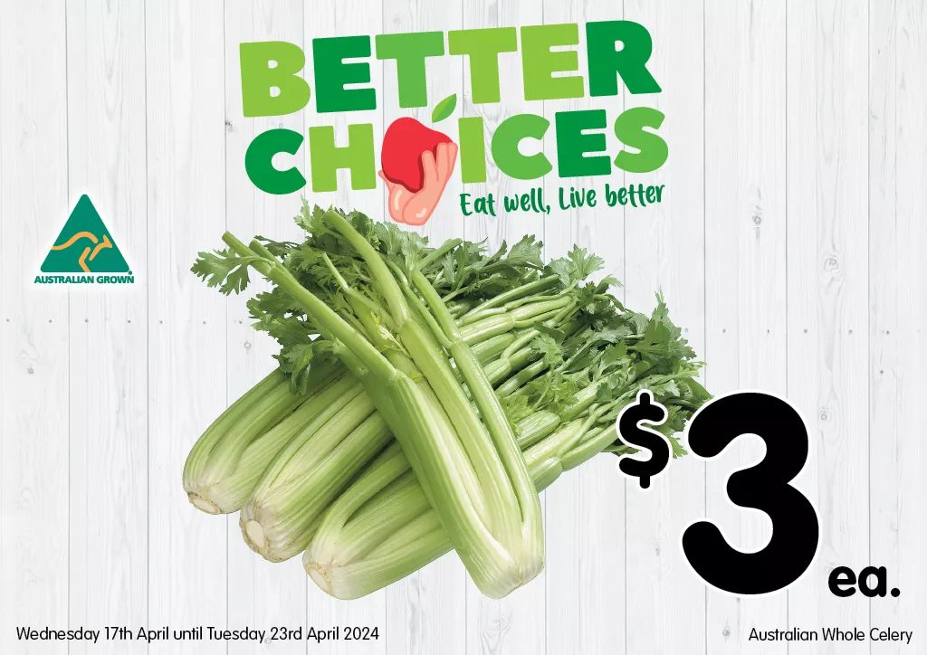 Australian Whole Celery at $3 each