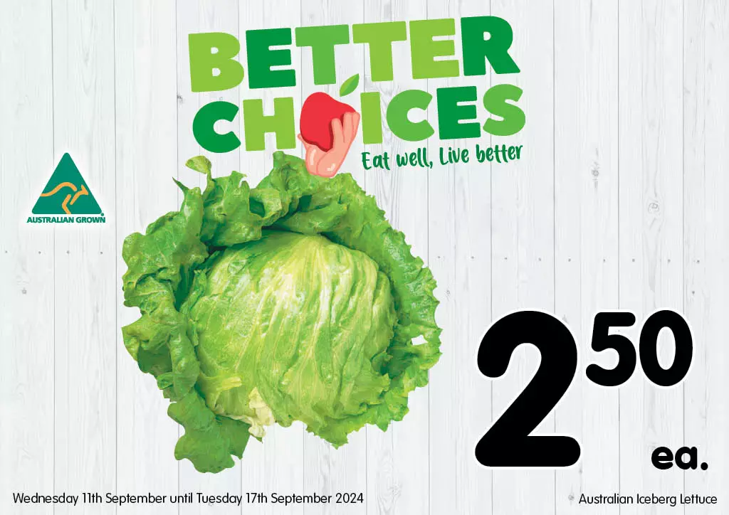 Australian Iceberg Lettuce at $2.50 each